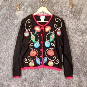 Nutcracker Vintage Holiday Ornament Knit Holiday Womens Sweater Button Small